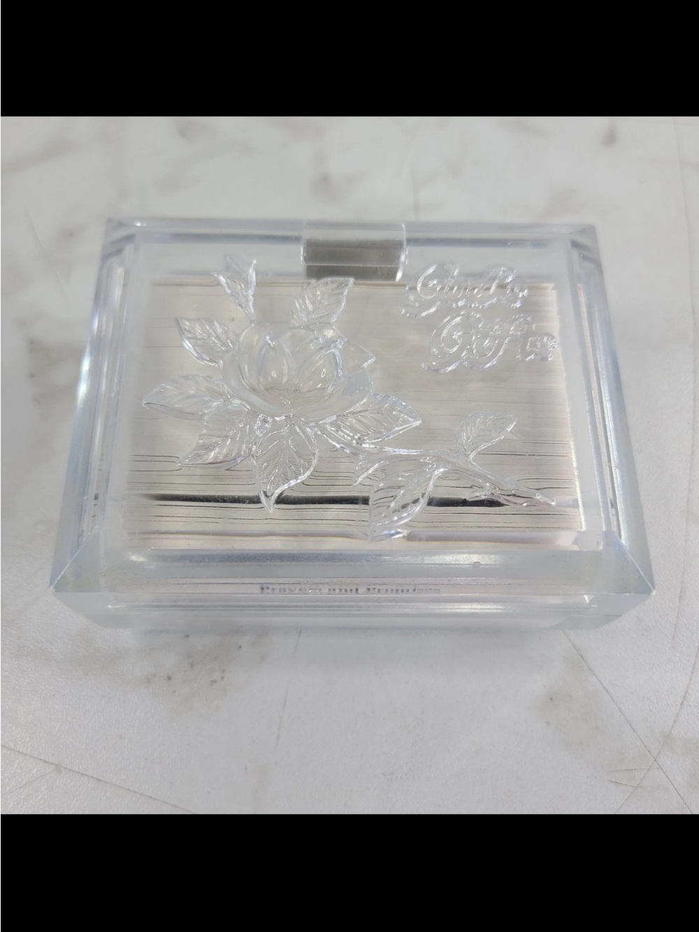 Clear Acrylic Jewelry or Trinket Box with Rose Motif with biblical affirmations